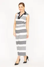 Kadın Lacivert Büyük Beden V Ayakalı Arkası Gizli Fermuarlı Tulum