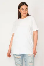 KADIN BEYAZ BİSİKLET YAKALI OVERSİZE BLUZ