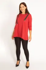 Women's Burgundy Ornamental Zippered Sweatshirt 65N34599