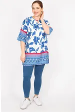 Kadın Fujya Büyük Beden Dokuma Viskon Kumaş Su Desenli Tunik