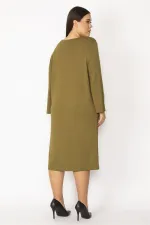 Kadın Haki Nakış Ve Payet Detaylı Uzun Kollu Elbise 65N28729