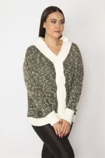 Kadın Siyah Triko Dokuma Önü Kapalı Tunik Hırka 65N29348