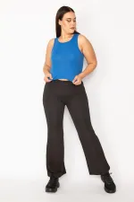 Kadın Siyah Geniş Paça Strech Pantolon 65N35423