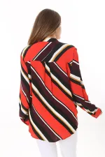 Kadın Büyük Beden Bej Dokuma Viskon Kumaş Kapalı Anvelop Bluz 65N37614