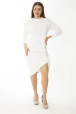 Kadın Büyük Beden Kemik Eteği Lastik Büzmeli Sweatshirt Elbise 65N37082