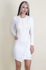 KADIN KEMİK ÖN VE KOLLAR TAŞ İŞLİ ELBİSE