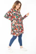 Kadın Büyük Beden Renkli Desenli Tunik Elbise 65N37413