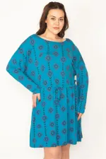 KADIN YEŞİL BELİ LASTİK VE CEP DETAYLI ELBİSE