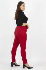 Kadın Bordo Fermuar Detaylı Pantolon 65N20932