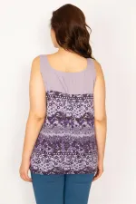 Kadın Lila Askısı Toka Aksesuarlı Etek Ucu Kuşgözü Bağcık Detaylı Bluz 65N33666