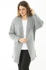 Kadın Büyük Beden Renkli Triko Kalın Hırka 65N37133