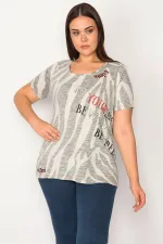 Kadın Taş Pul Payet İşli Pamuklu Kumaş Bluz 65N30232