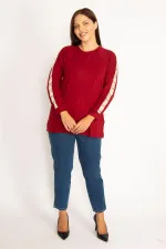 Kadın Bordo Dantel Detaylı Bluz 65N34646