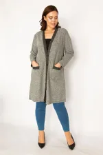 Kadın Gri Kırçıllı Buklet Kumaş Astarsız Cepli Ceket 65N34079