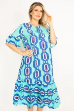 Kadın Kırmızı Dokuma Viskon Kumaş Volan Kollu Etek Ucu Katlı Elbise 65N34435