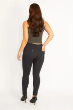 KADIN ANTRASİT ÖN SÜS CEP VE ARKA CEPLİ TAYT