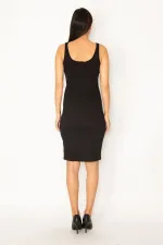 KADIN SİYAH KALIN ASKILI ELBİSE