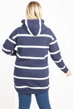 Kadın Lacivert 3 İplik İçi Şardonlu Kalın Sweatshirt 65N35448