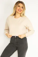 Women's Mink Coated Polar Fleece Fabric Embroidered Sweatshirt 65N35067