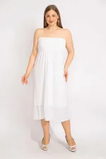 Kadın Kemik Göğüs Kısmı Geniş Gipe Lastikli Etek Ucu Dantel Detaylı Straplez Elbise 65N35680