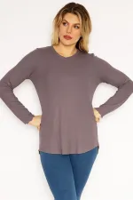 Kadın Lila Likralı Kaşkorse Bluz 65N35177