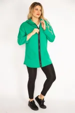 Kadın Antrasit Ön Fermuarlı Cep Ve Kapşonlu Mont 65N35108