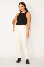 Kadın Kemik Yan Kemer Lastikli Likralı 5 Cep Kot Pantolon 65N34144