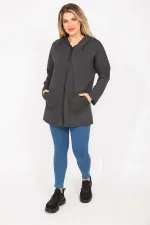 Kadın Antrasit Ön Fermuarlı Cep Ve Kapşonlu Mont 65N35108