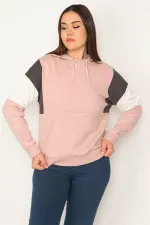 Women's Rose Pink Color Detailed Hooded Sweatshirt 65N31367
