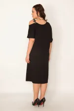 KADIN SİYAH ASKI VE CEP DETAYLI ELBİSE