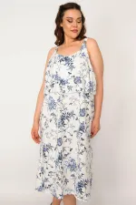 Kadın Kemik Göğüs Volanlı Askılı Elbise 65N33212