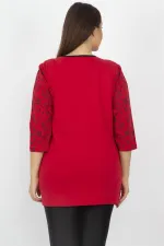 Kadın Kırmızı Pamuklu Kumaş Cep Detaylı Bluz 65N13707