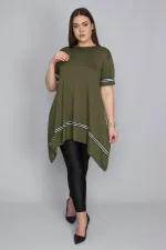 Kadın Haki Şerit Detaylı Asimertik Tunik 65N23133