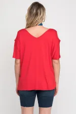 Kadın Beyaz Omuz Dekolteli Viskon Bluz 65N22698