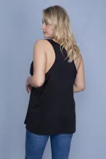 Kadın Siyah Kol Evi Tül Detaylı Spor Bluz 65N25824