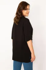 Kadın Mor Ön Düğmeli Baskı Detaylı Dokuma Viskon Kumaş Gömlek 65N33535