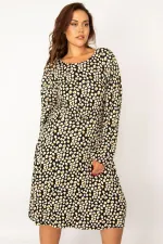 Kadın Renkli Bel Detaylı Uzun Kollu Elbise 65N34050