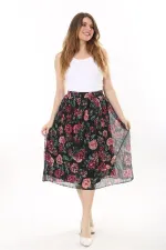 Kadın Büyük Beden Renkli Beli Lastikli Astarlı Pilise Tül Etek 65N37655