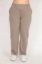 Kadın Siyah Büyük Beden Çima Dikişli Yan Cepli Eşofman Alt