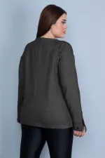 KADIN HAKİ MANŞET DETAYLI BLUZ