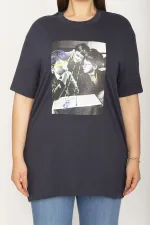Kadın Lacivert Ön Baskılı Bluz 65N26470