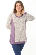 Kadın Büyük Beden Lacivert Süs Düğme Ve Kup Detaylı Sweatshirt 65N37121