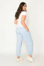 Kadın Gri Pamuklu Kumaş İçi Şardon Paça Ve Bel Lastikli Cep Detaylı Eşofman Alt  65N30436