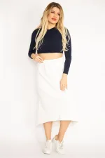 Women's Bone Waist Wide Elastic and Cup Detailed Embossed Fabric Skirt 26A35164