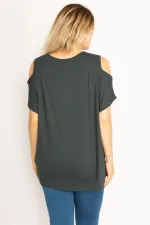 Kadın Yeşil Omuz Dekolteli Bluz 65N34630