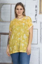 Kadın Sarı Düşük Kol Ön Desenli Bluz 65N22838
