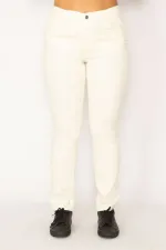 Kadın Kemik Yan Kemer Lastikli Likralı 5 Cep Kot Pantolon 65N34144