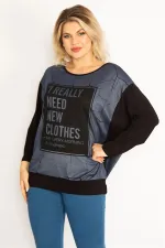 Kadın Siyah Yarasa Kol Ön Detaylı Tunik 65N34638