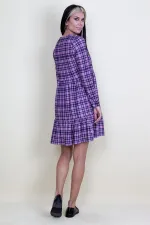 ROBE À CARREAUX AVEC TAILLE ÉLASTIQUE ET OURLET À PLANCHER