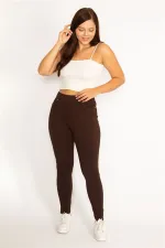 Kadın Kahve Ön Süs Ve Arka Cepli Tayt  65N34534